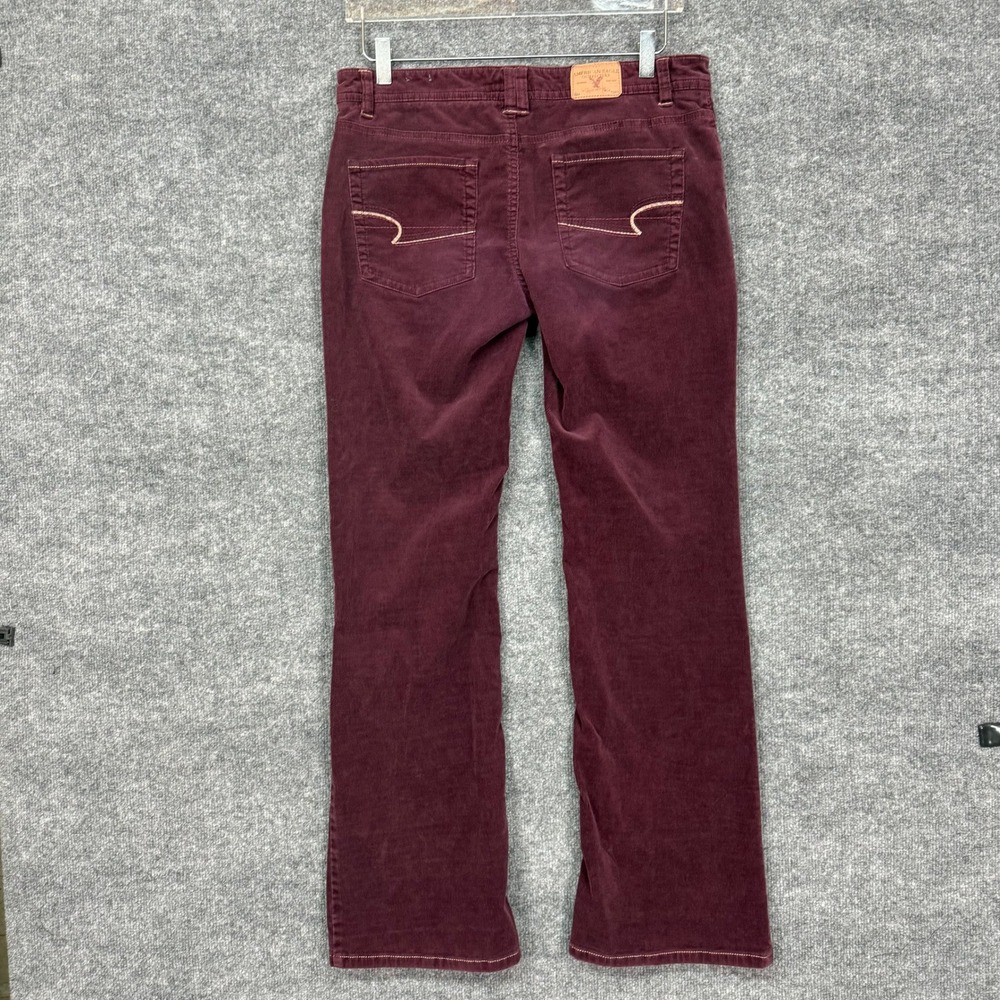 American Eagle Pants Womens 8 Burgundy Corduroy Flare Cotton Stretch Cords Retro - Picture 2 of 12